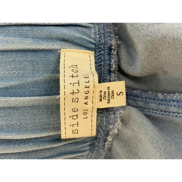 Side stitch Women's Faded Denim Size Small Pull On Pants - Picture 7 of 8